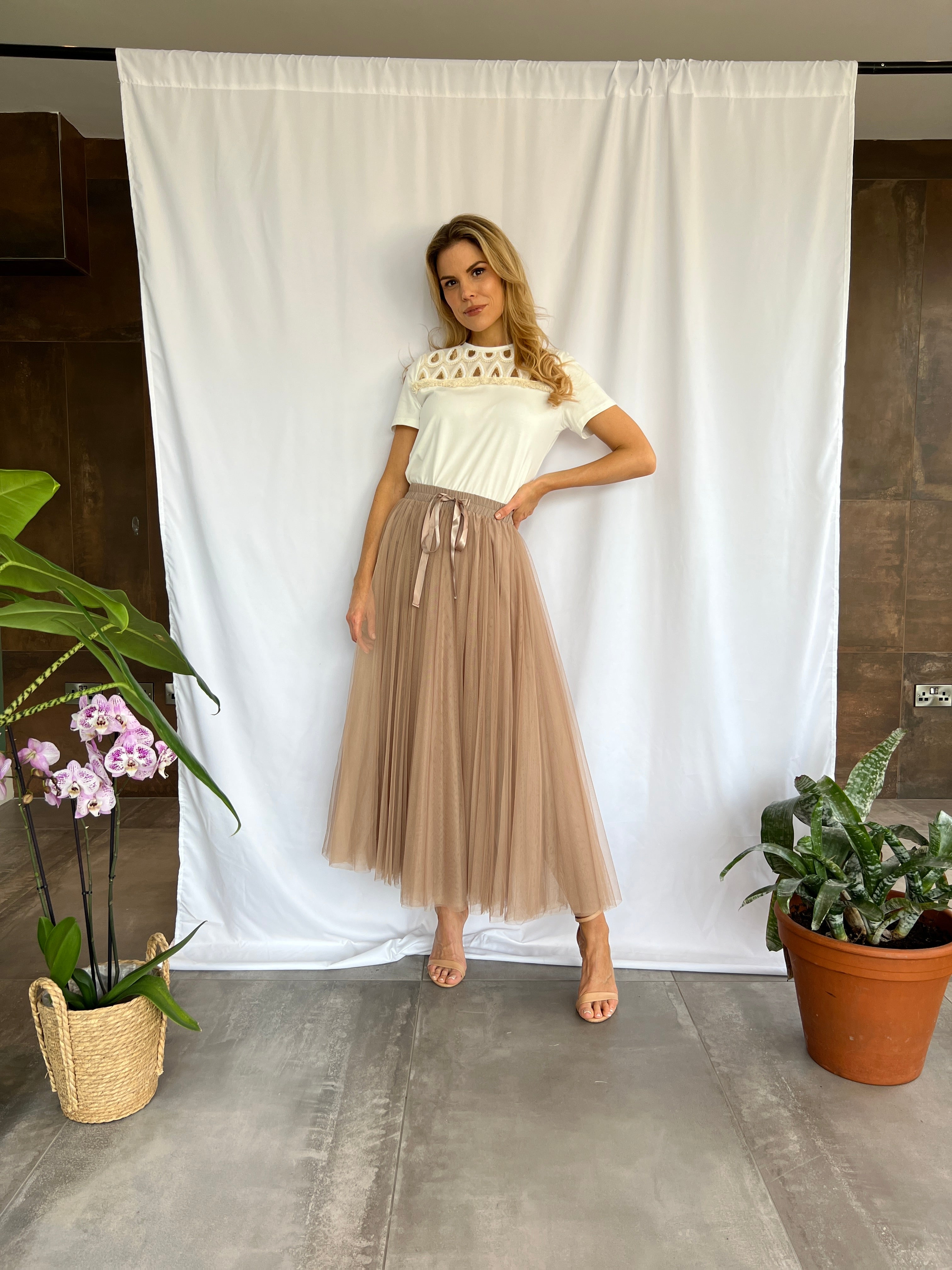 Pleated hotsell tulle skirt