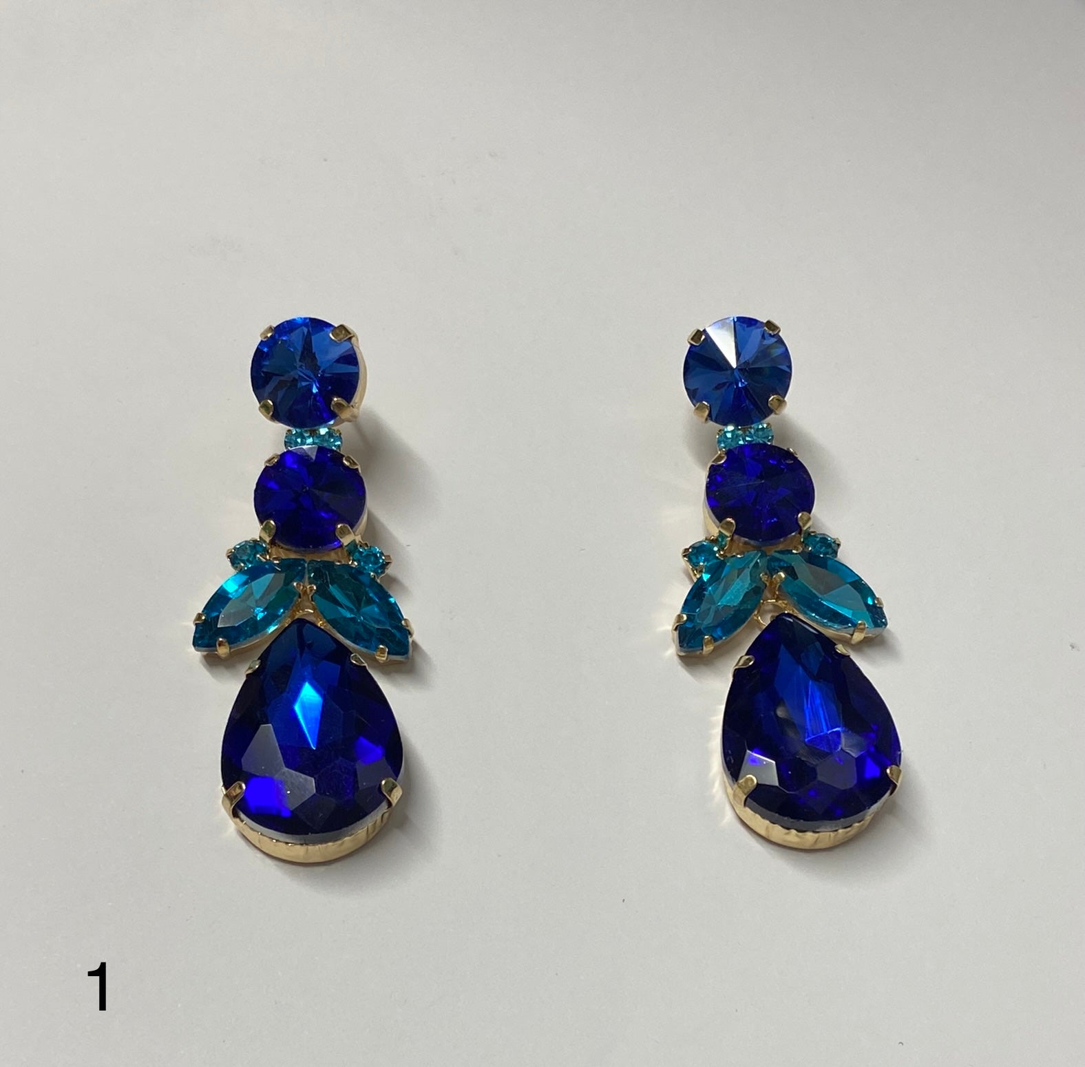 Chunky Blue Diamond Drop Earrings-Fi&Co Boutique