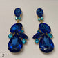 Chunky Blue Diamond Drop Earrings-Fi&Co Boutique